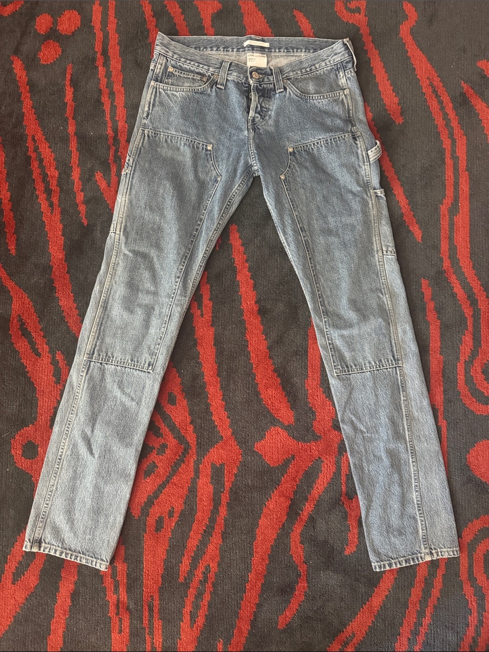 Helmut Lang Men's Straight Carpenter Jeans - Faded Blue Denim